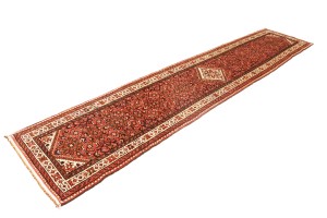 Vintage Bittersweet Red Tribal 3X13 Hamedan Persian Runner Rug