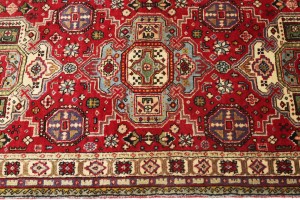 Vintage Floral Red 3X12 Tabriz Persian Runner Rug