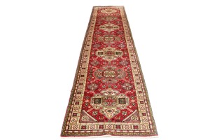 Vintage Floral Red 3X12 Tabriz Persian Runner Rug