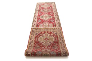 Vintage Floral Red 3X12 Tabriz Persian Runner Rug
