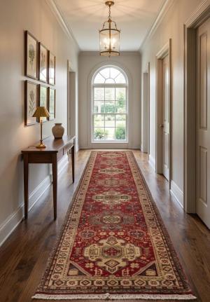 Vintage Floral Red 3X12 Tabriz Persian Runner Rug
