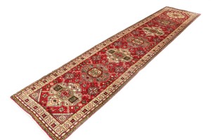 Vintage Floral Red 3X12 Tabriz Persian Runner Rug