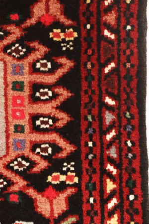 Vintage Black Geometric 2X9 Karajeh Persian Runner Rug