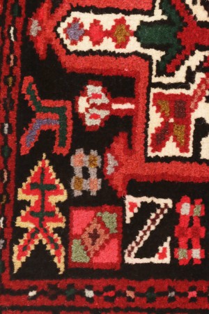 Vintage Black Geometric 2X9 Karajeh Persian Runner Rug