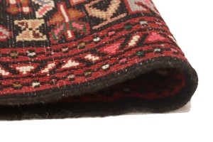 Vintage Black Geometric 2X9 Karajeh Persian Runner Rug