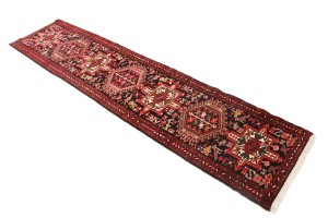 Vintage Black Geometric 2X9 Karajeh Persian Runner Rug