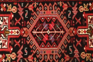 Vintage Black Geometric 2X9 Karajeh Persian Runner Rug