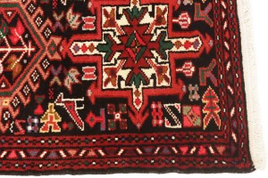 Vintage Black Geometric 2X9 Karajeh Persian Runner Rug