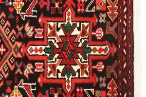 Vintage Black Geometric 2X9 Karajeh Persian Runner Rug