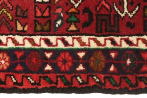 Vintage Scarlet Red Geometric 2X9 Karajeh Persian Runner Rug