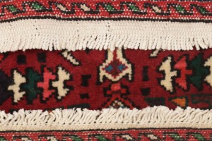 Vintage Scarlet Red Geometric 2X9 Karajeh Persian Runner Rug