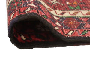 Vintage Scarlet Red Geometric 2X9 Karajeh Persian Runner Rug