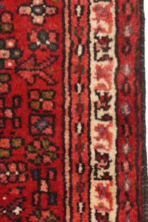 Vintage Red Geometric 3X13 Karajeh Persian Runner Rug