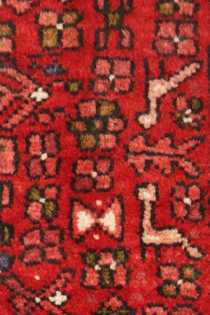 Vintage Red Geometric 3X13 Karajeh Persian Runner Rug