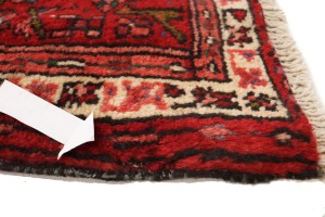 Vintage Red Geometric 3X13 Karajeh Persian Runner Rug