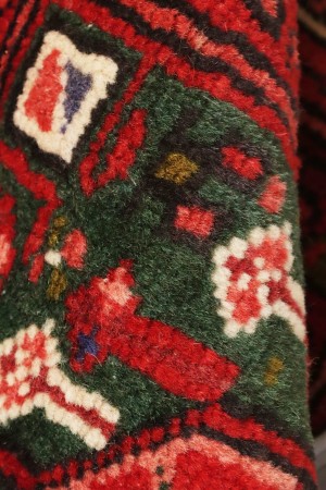 Vintage Red Geometric 3X13 Karajeh Persian Runner Rug