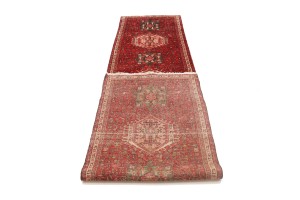 Vintage Red Geometric 3X13 Karajeh Persian Runner Rug