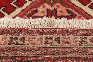 Vintage Red Geometric 3X13 Karajeh Persian Runner Rug