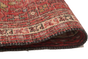 Vintage Red Geometric 3X13 Karajeh Persian Runner Rug