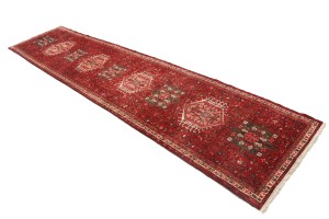 Vintage Red Geometric 3X13 Karajeh Persian Runner Rug