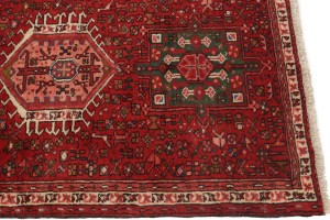Vintage Red Geometric 3X13 Karajeh Persian Runner Rug