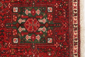 Vintage Red Geometric 3X13 Karajeh Persian Runner Rug