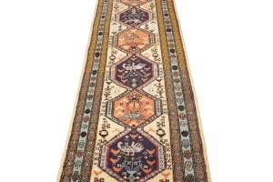 Rare Geometric Semi Antique 2'5X12'9 Oriental Runner Rug Hallway Kitchen Carpet