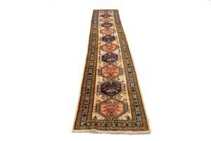 Rare Geometric Semi Antique 2'5X12'9 Oriental Runner Rug Hallway Kitchen Carpet