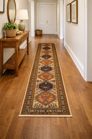 Rare Geometric Semi Antique 2'5X12'9 Oriental Runner Rug Hallway Kitchen Carpet