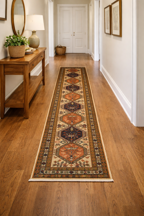 Rare Geometric Semi Antique 2'5X12'9 Oriental Runner Rug Hallway Kitchen Carpet