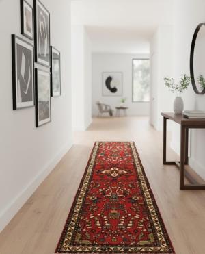Vintage Red Floral 2'5X9'7 Lilian Persian Runner Rug