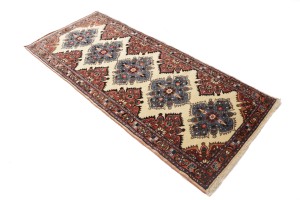 Vintage Cream Floral 3X7 Lilian Persian Runner Rug