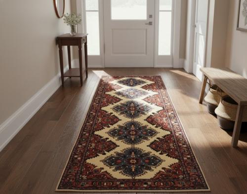 Vintage Cream Floral 3X7 Lilian Persian Runner Rug