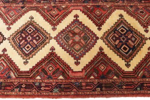 Semi Antique Cream Tribal 3X12 Chenar Persian Runner Rug