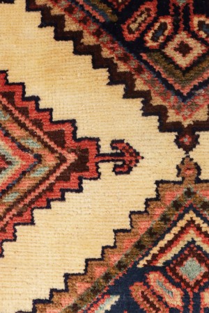 Semi Antique Cream Tribal 3X12 Chenar Persian Runner Rug