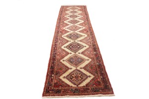 Semi Antique Cream Tribal 3X12 Chenar Persian Runner Rug