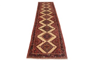 Semi Antique Cream Tribal 3X12 Chenar Persian Runner Rug