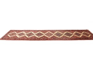 Semi Antique Cream Tribal 3X12 Chenar Persian Runner Rug