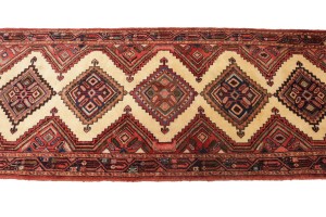 Semi Antique Cream Tribal 3X12 Chenar Persian Runner Rug