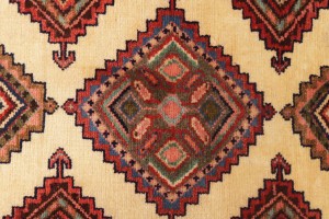 Semi Antique Cream Tribal 3X12 Chenar Persian Runner Rug