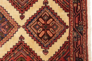 Semi Antique Cream Tribal 3X12 Chenar Persian Runner Rug