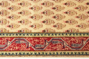 Vintage Cream Floral 3X8 Tabriz Persian Runner Rug