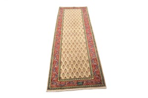 Vintage Cream Floral 3X8 Tabriz Persian Runner Rug
