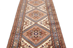 Vintage Rusty Rose Tribal 3X13 Lilian Chenar Persian Runner Rug