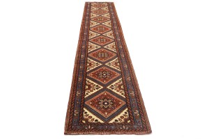 Vintage Rusty Rose Tribal 3X13 Lilian Chenar Persian Runner Rug