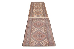 Vintage Rusty Rose Tribal 3X13 Lilian Chenar Persian Runner Rug