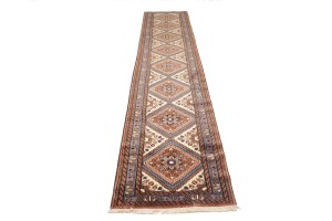 Vintage Rusty Rose Tribal 3X13 Lilian Chenar Persian Runner Rug