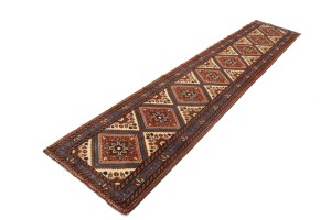 Vintage Rusty Rose Tribal 3X13 Lilian Chenar Persian Runner Rug
