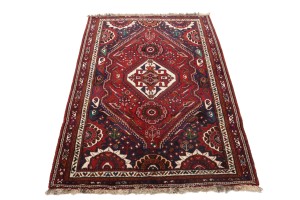 Vintage Red Tribal 4X6 Shiraz Persian Rug