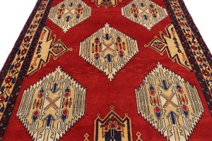 Vintage Red Tribal 5X6 Mazlaghan Persian Rug